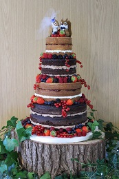 naked wedding cake with fresh fruit